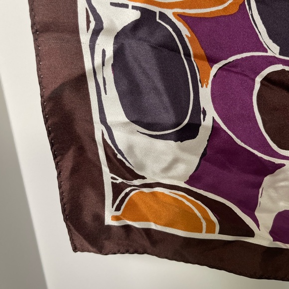 COACH “Ashley” Hand drawn design Monogram Square Silk Scarf - Picture 4 of 8